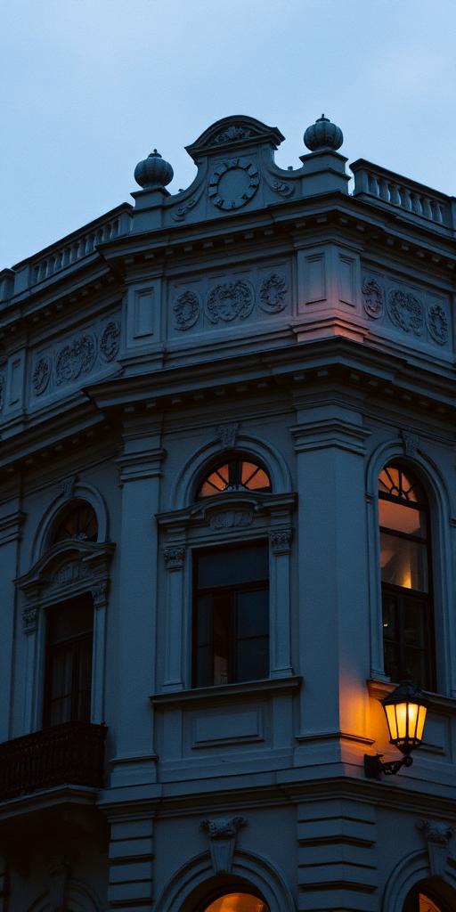 Old Belgrade Vračar architectural facade at dusk